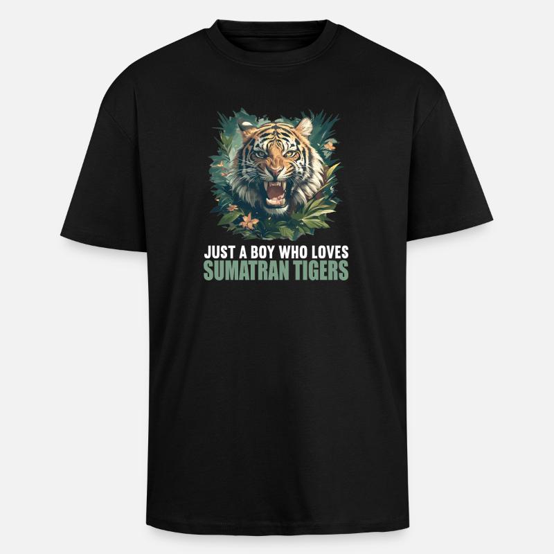 Sumatra-Tiger - Oversized Heavyweight Unisex T-Shirt - Schwarz