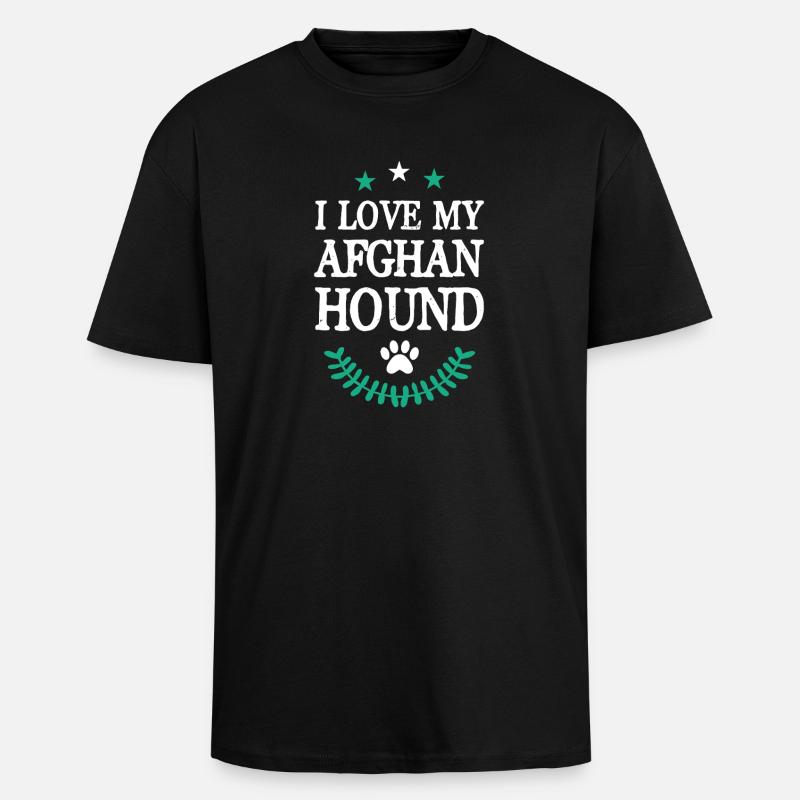 J’aime mon lévrier afghan - T-shirt unisexe oversize épais - noir