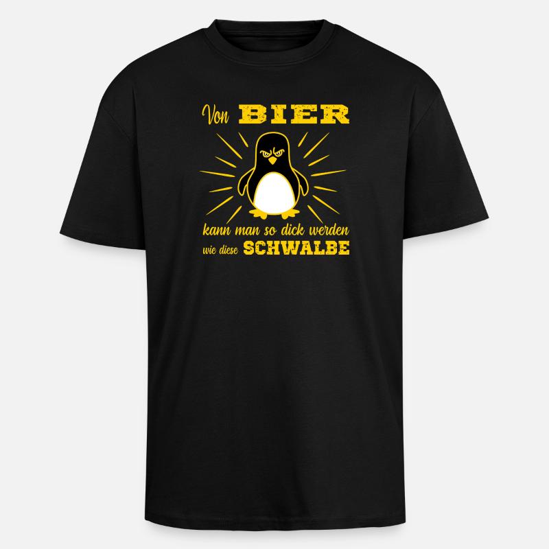 Bier Pinguin - Oversized Heavyweight Unisex T-Shirt - Schwarz
