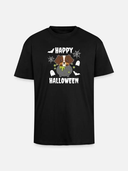 Australian Shepherd Happy Halloween Cauldron - Unisex Oversized Heavyweight T-shirt - black
