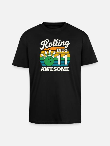 Retro 11 Bowling Celebration Tee - Unisex Oversized Heavyweight T-shirt - black