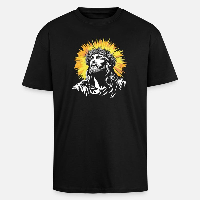 Holy Jesus Christ motif - Unisex Oversized Heavyweight T-shirt - black