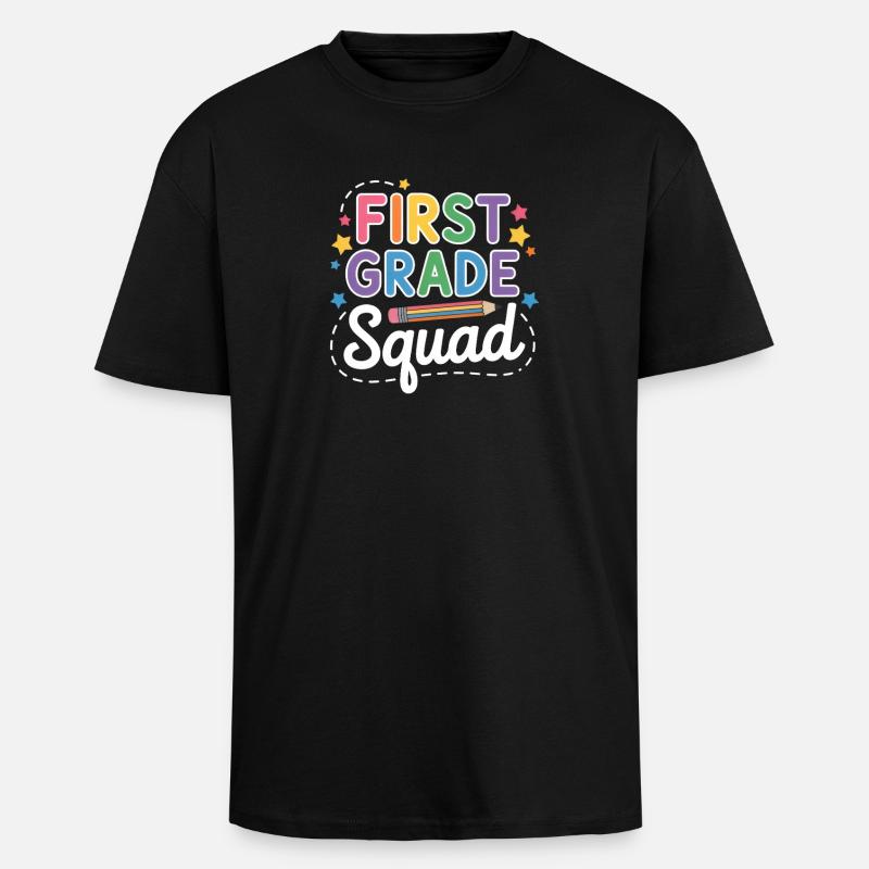 First Grade Squad Back To School - Oversized Heavyweight Unisex T-Shirt - Schwarz