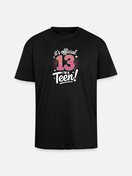13th birthday teenager gift - Unisex Oversized Heavyweight T-shirt - black