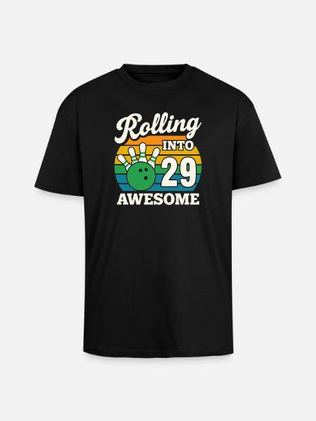 Bowling 29th Birthday Celebration Graphic - Unisex Oversized Heavyweight T-shirt - black