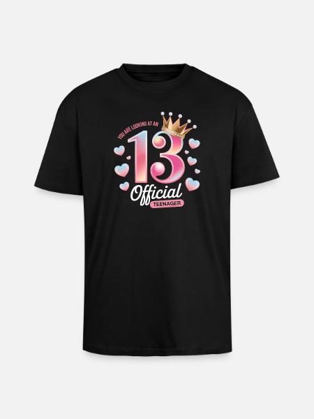 13th birthday teenager gift - Unisex Oversized Heavyweight T-shirt - black