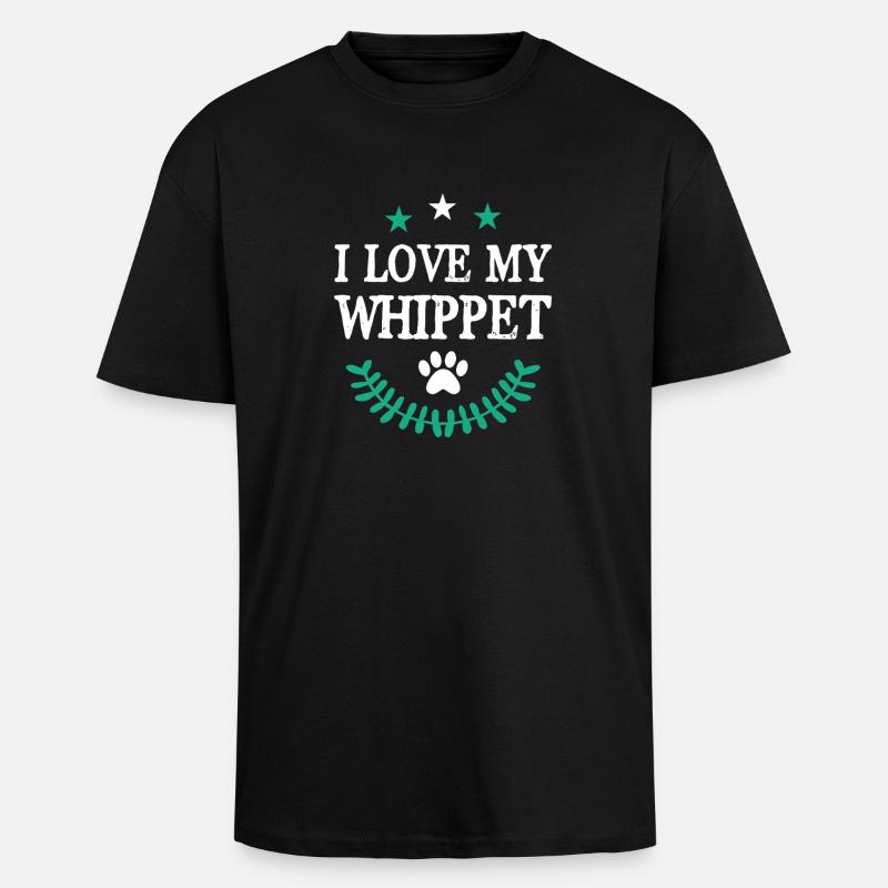 J’adore mon Whippet - T-shirt unisexe oversize épais - noir