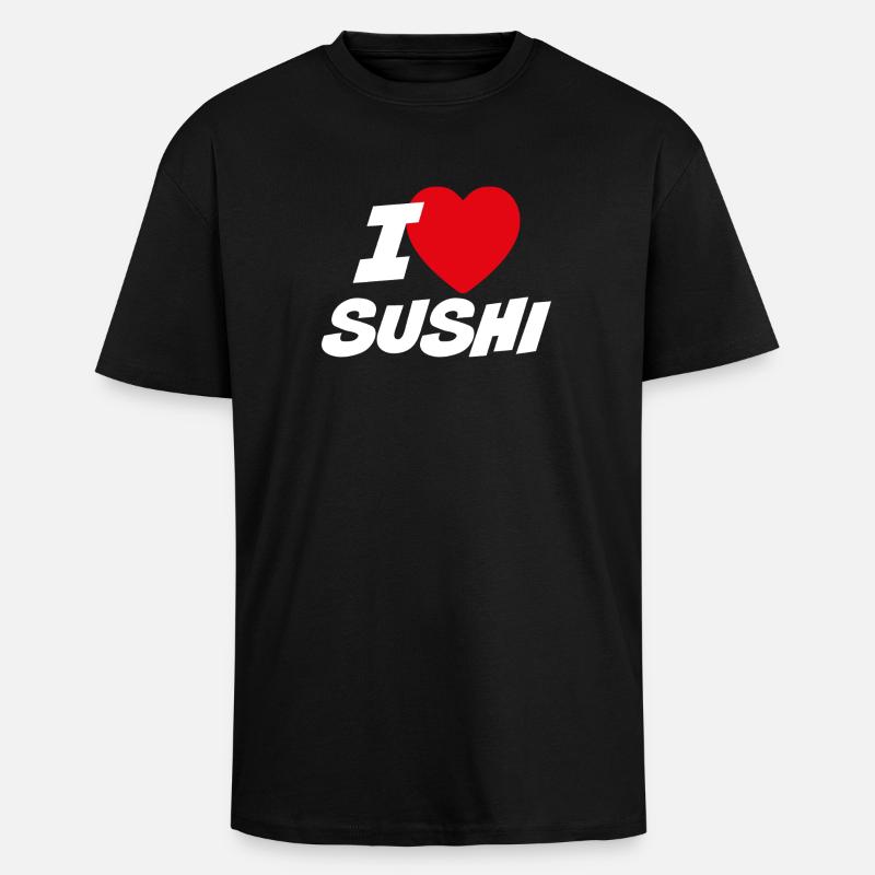 Ich liebe Sushi - Oversized Heavyweight Unisex T-Shirt - Schwarz