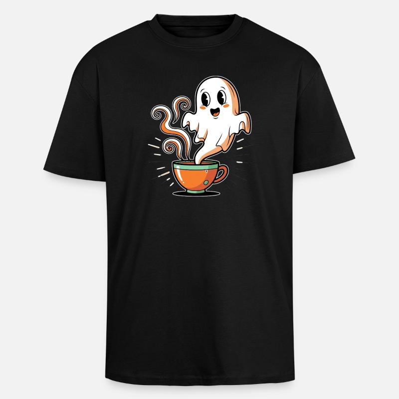 Kaffeegeist mit charmantem Gesicht - T-shirt unisexe oversize épais - noir