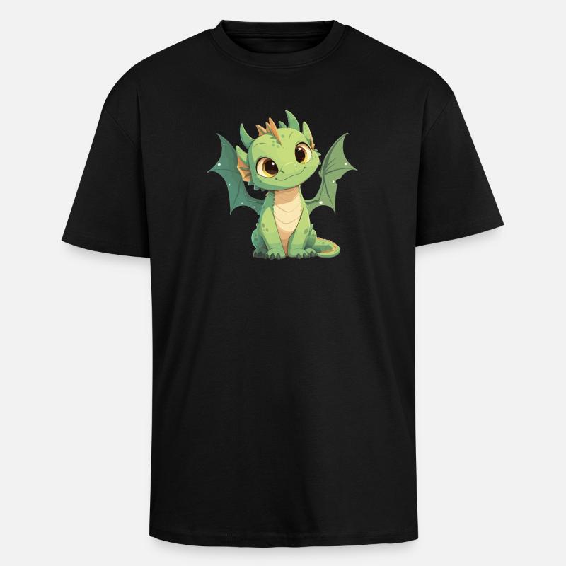 Drachen Drache - Oversized Heavyweight Unisex T-Shirt - Schwarz