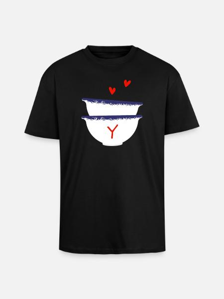 Breton Letter and Bowls - Unisex Oversized Heavyweight T-shirt - black