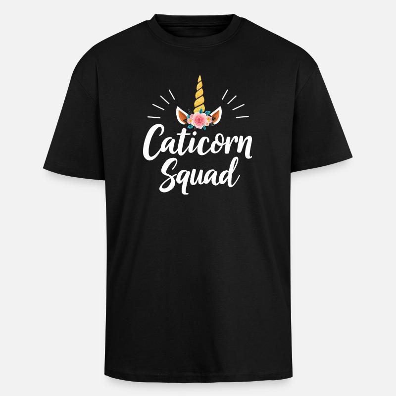 Escouade Caticorn - T-shirt unisexe oversize épais - noir