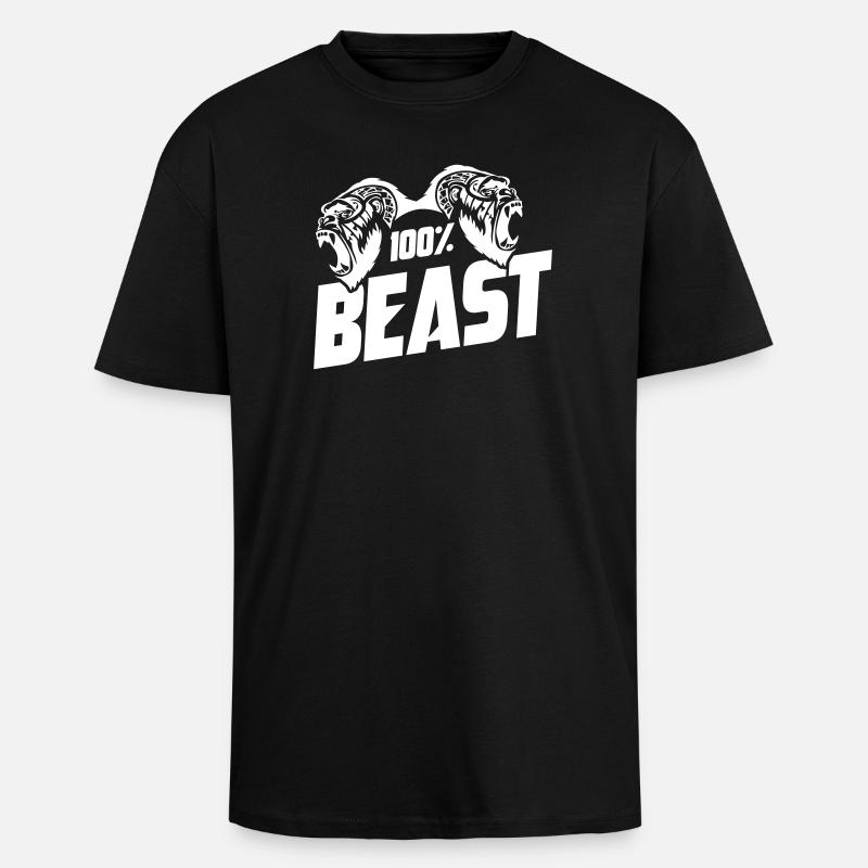 Gorilla Beast Motivation - Oversized Heavyweight Unisex T-Shirt - Schwarz