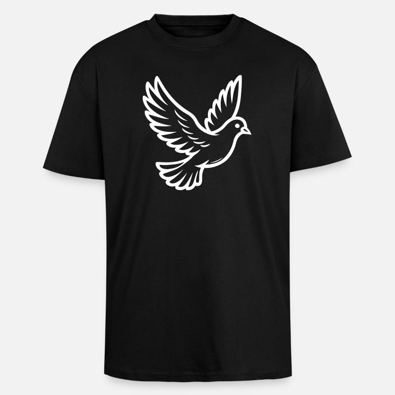 Taube Vogel - Oversized Heavyweight Unisex T-Shirt - Schwarz