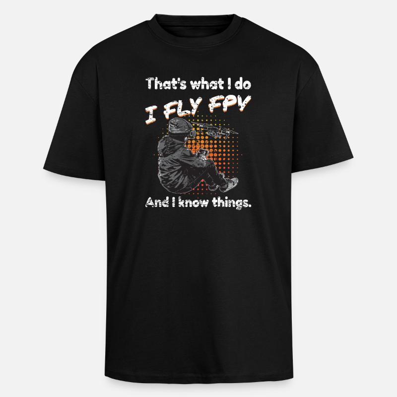 FPV Drohne Quadcopter - Oversized Heavyweight Unisex T-Shirt - Schwarz