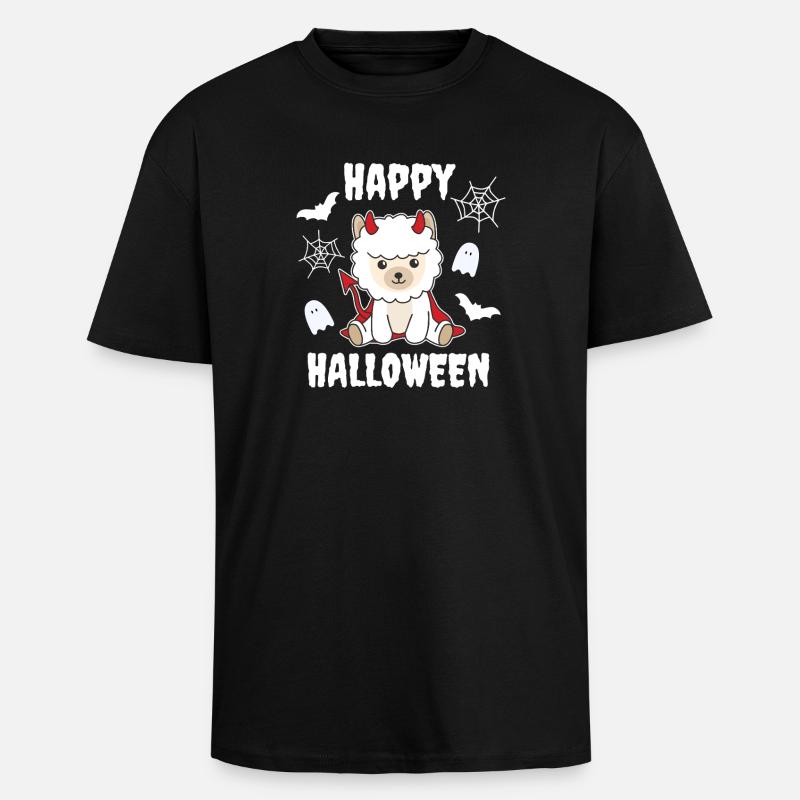 Alpaca Happy Halloween Devil Costume - Unisex Oversized Heavyweight T-shirt - black