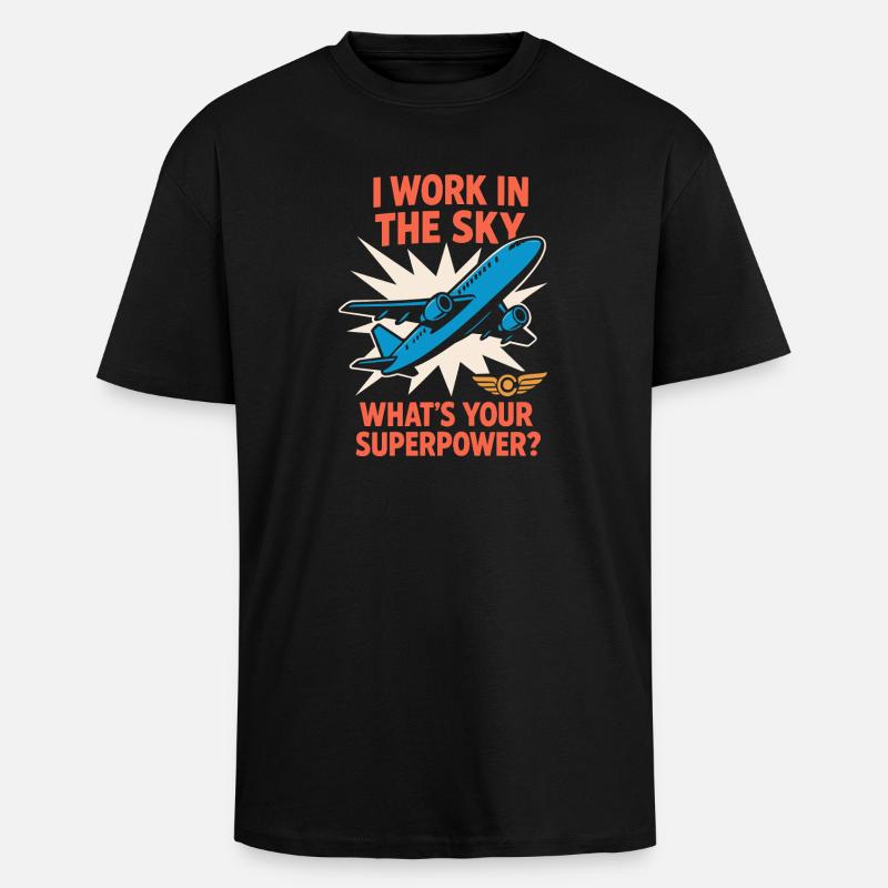 Flugbegleiter Kabinencrew Leben Luftfahrt - Oversized Heavyweight Unisex T-Shirt - Schwarz