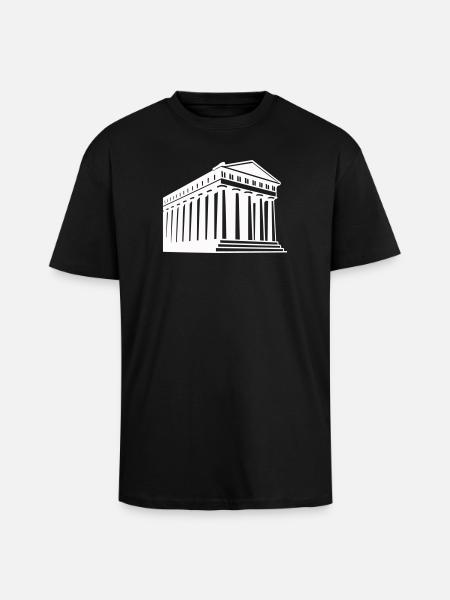 Ancient Greek temple illustration - Unisex Oversized Heavyweight T-shirt - black