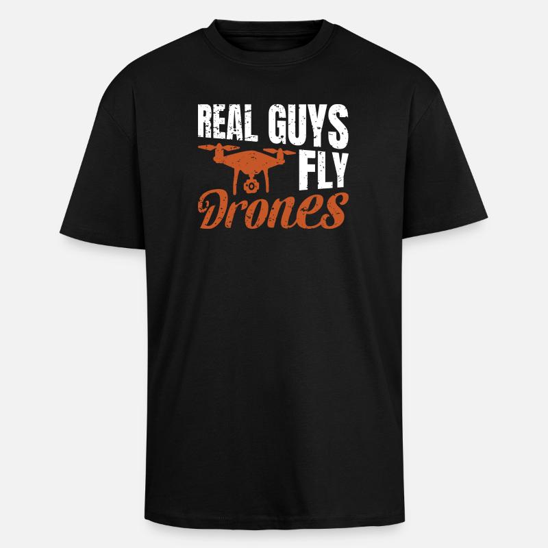 De vrais gars pilotent des drones - T-shirt unisexe oversize épais - noir