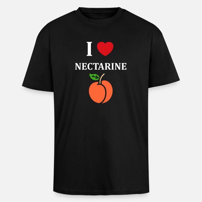 Nectarine Peach Illustration Design - Unisex Oversized Heavyweight T-shirt - black