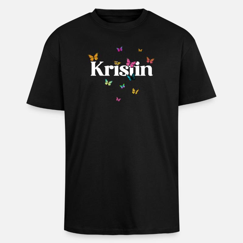 Schöner Mädchenname mit Schmetterlingen KRISTIN - Oversized Heavyweight Unisex T-Shirt - Schwarz