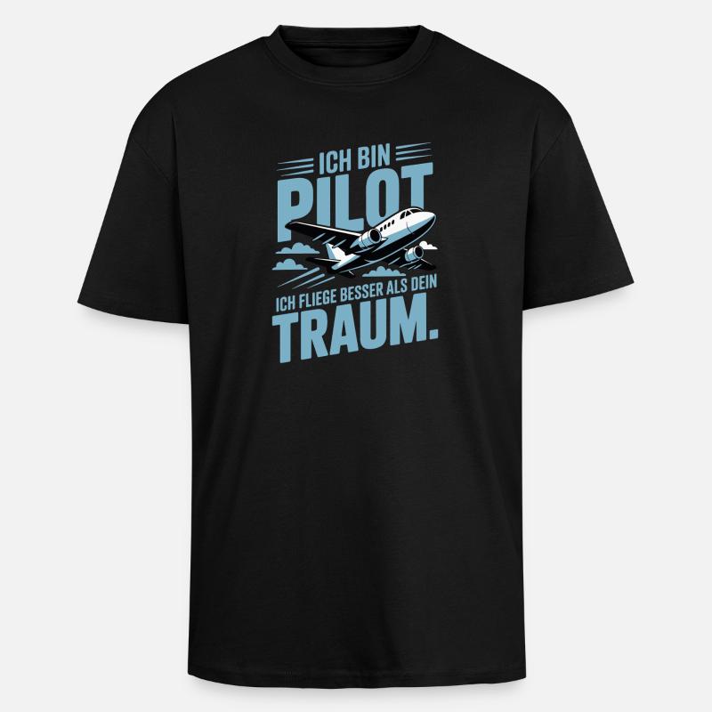 Pilot Gift Idea - Unisex Oversized Heavyweight T-shirt - black