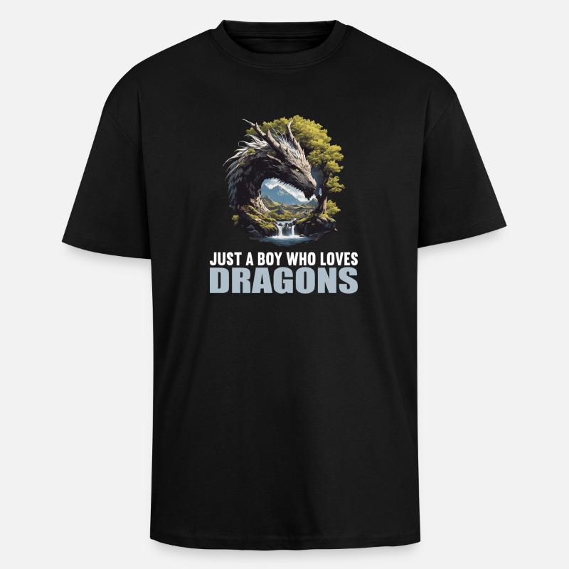 Drachen Drache - Oversized Heavyweight Unisex T-Shirt - Schwarz