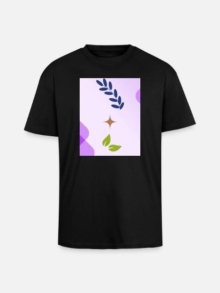 Minimalist Nature-inspired Leaf Design - Unisex Oversized Heavyweight T-shirt - black