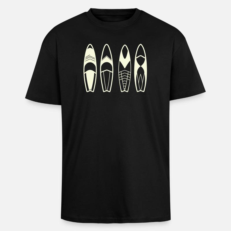 Minimalistische abstrakte Surfbretter - Oversized Heavyweight Unisex T-Shirt - Schwarz