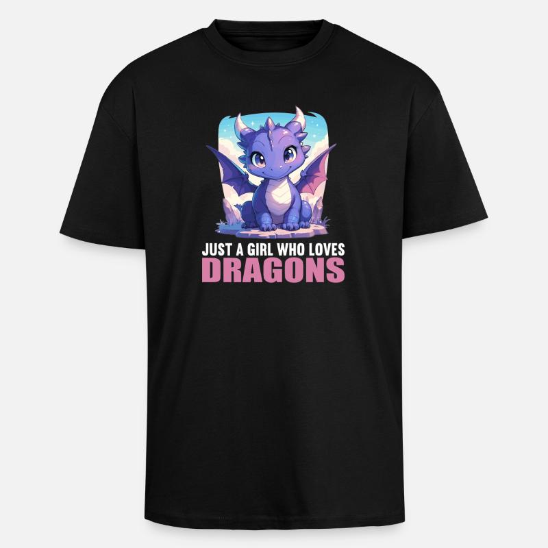 Drachen Drache - Oversized Heavyweight Unisex T-Shirt - Schwarz