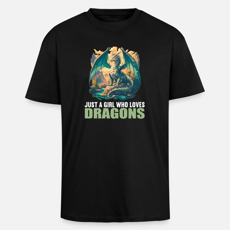 Drachen Drache - Oversized Heavyweight Unisex T-Shirt - Schwarz