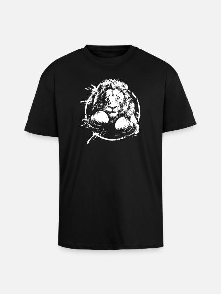 Lion Boxer Boxing MMA - Unisex Oversized Heavyweight T-shirt - black