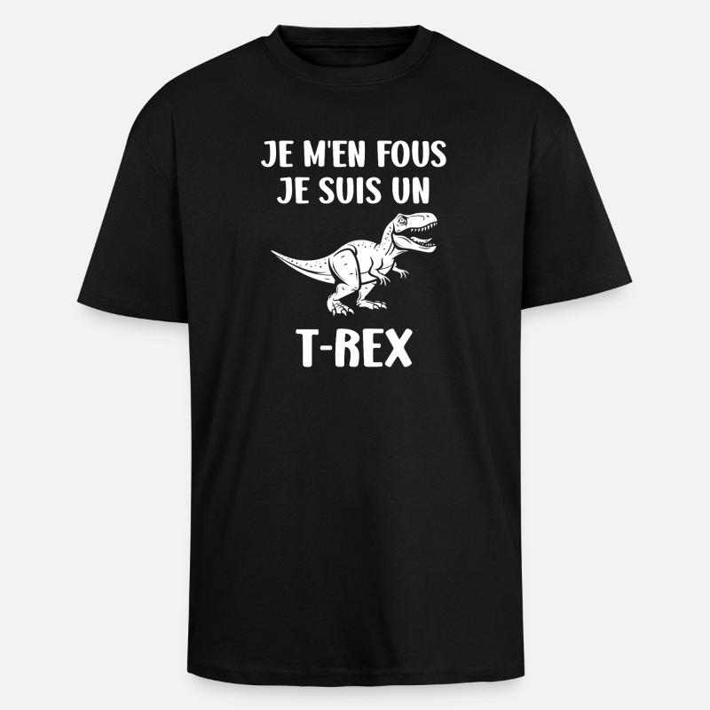 Crazy T-Rex Humorous - Unisex Oversized Heavyweight T-shirt - black