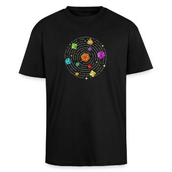 Dés set dans l’espace : le RPG fantastique rencontre le style science-fiction - T-shirt unisexe oversize épais - noir - Devant - Alina (178cm) & Michal (187cm)