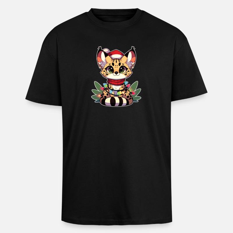 Fées de Noël Chat de Serval - T-shirt unisexe oversize épais - noir