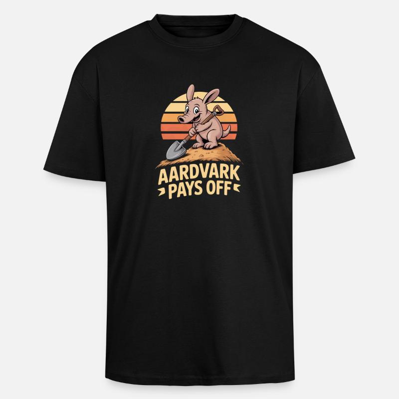 Aardvark Motivation AARDVARK PAYS OFF - Unisex Oversized Heavyweight T-shirt - black