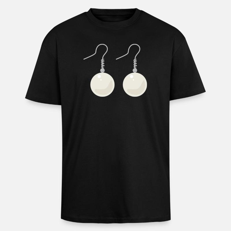 Boucles d’oreilles élégantes en perles - T-shirt unisexe oversize épais - noir