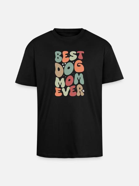 Best Dog Mom Ever Autumn - Unisex Oversized Heavyweight T-shirt - black