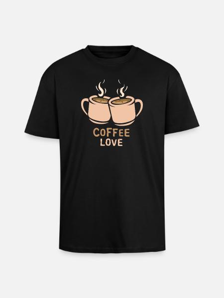 Coffee Love coffee cups - Unisex Oversized Heavyweight T-shirt - black