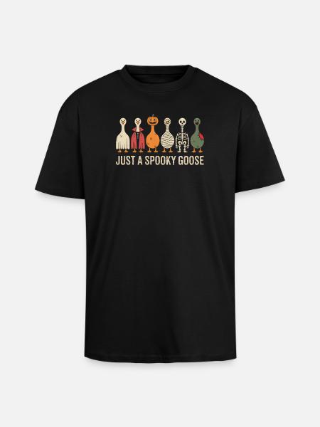 Just A Spooky Goose Halloween Vibes - Unisex Oversized Heavyweight T-shirt - black