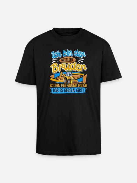 Excavator Middle Brother Siblings - Unisex Oversized Heavyweight T-shirt - black