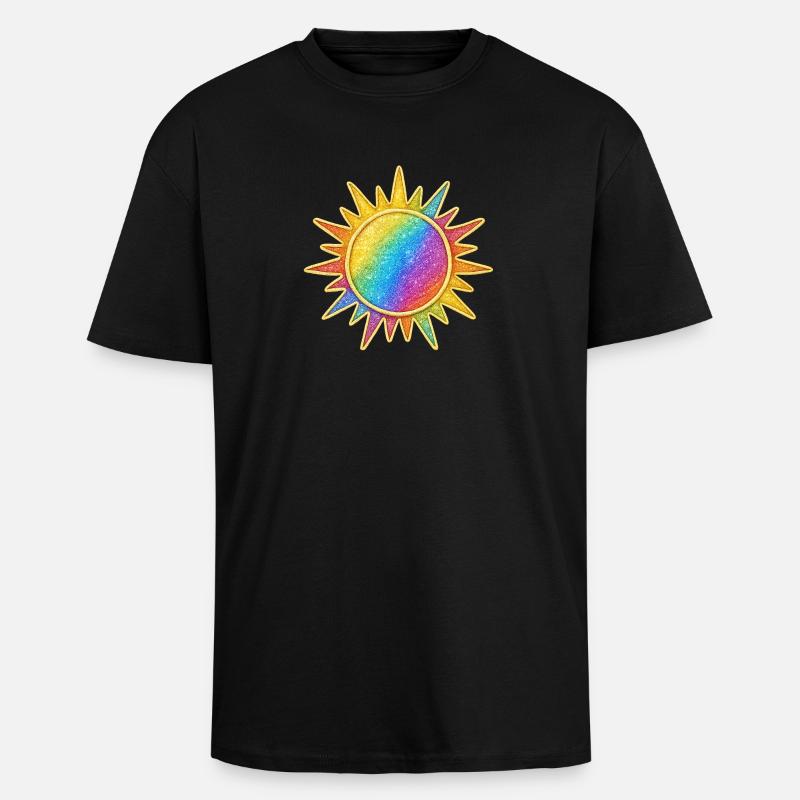 Motif éclatant de soleil arc-en-ciel - T-shirt unisexe oversize épais - noir