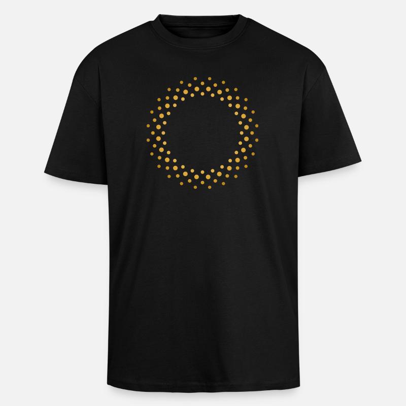 Ring-shaped, golden dot pattern - Unisex Oversized Heavyweight T-shirt - black