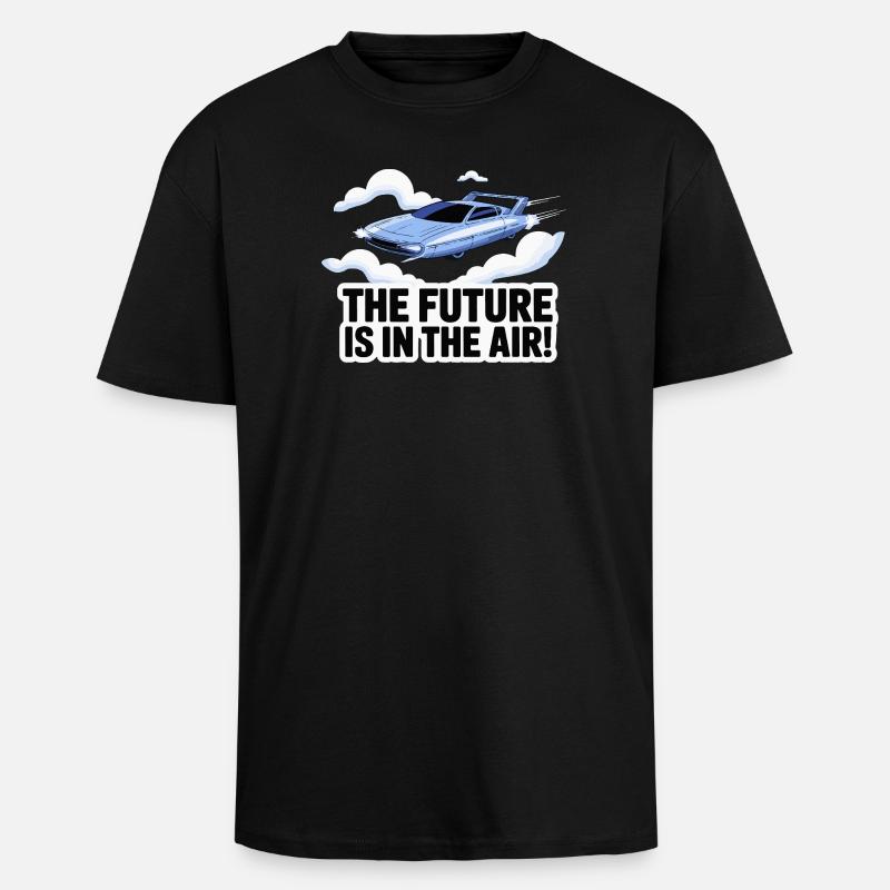 Retro-futuristisches fliegendes Autodesign - Oversized Heavyweight Unisex T-Shirt - Schwarz