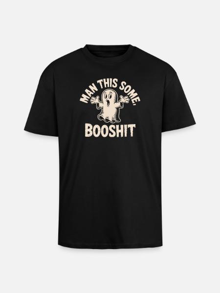 Funny Ghost Booshit Halloween - Unisex Oversized Heavyweight T-shirt - black