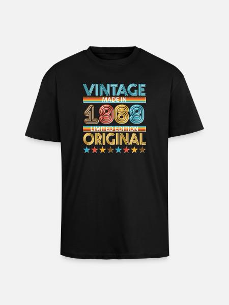 1969 - T-shirt unisexe oversize épais - noir