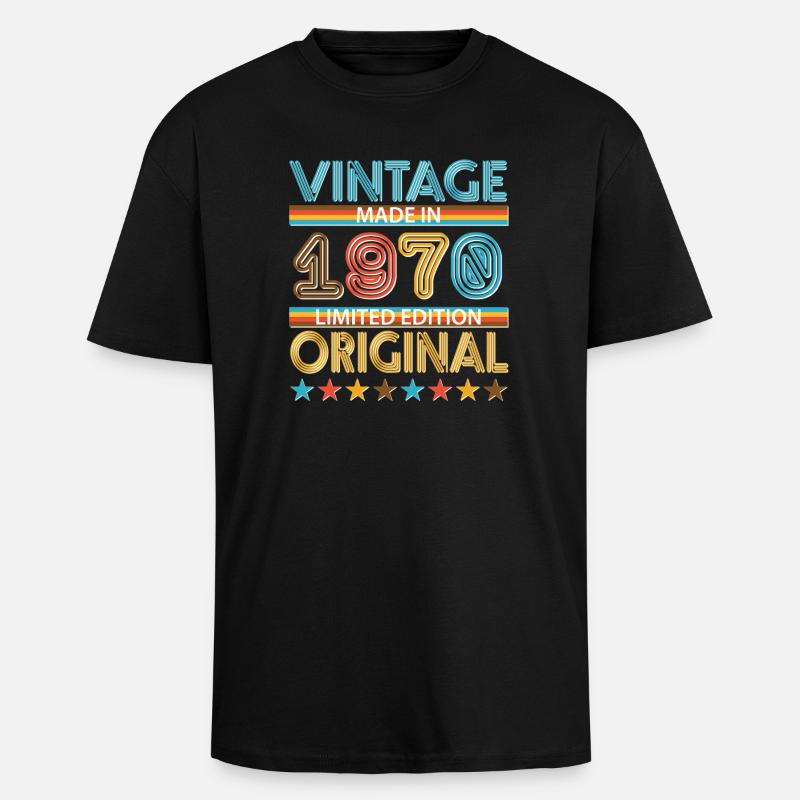 1970 - Oversized Heavyweight Unisex T-Shirt - Schwarz