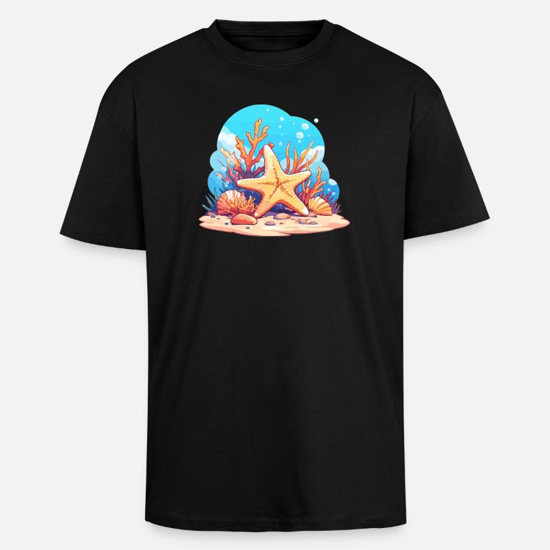 Étoile de mer Étoile de mer - T-shirt unisexe oversize épais - noir