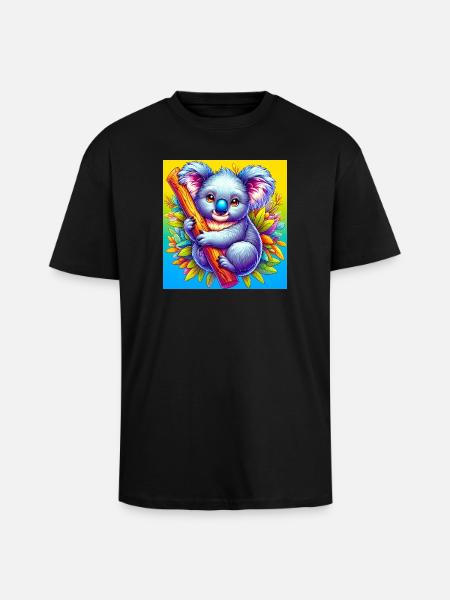Koala - Oversized Heavyweight Unisex T-Shirt - Schwarz