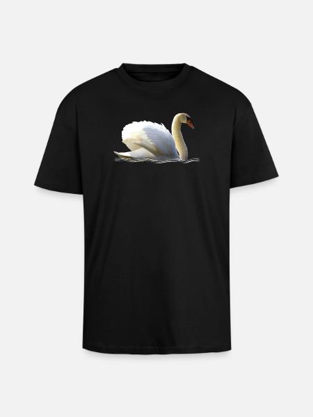Elegant swan with wing details - Unisex Oversized Heavyweight T-shirt - black